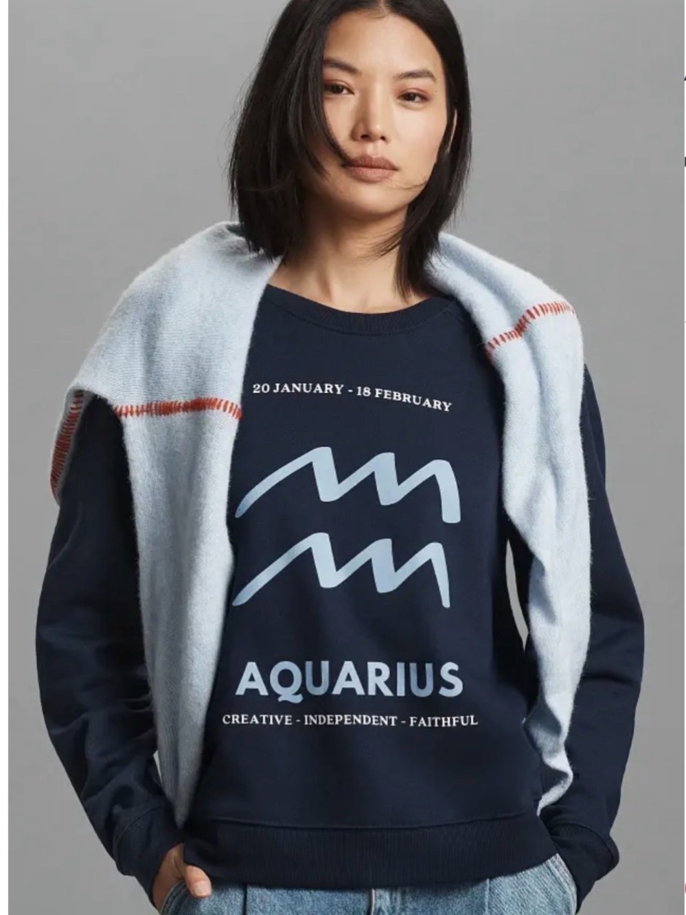 Anthropologie The Zodiac Sweatshirt by Catherine O’Sullivan Aquarius size L NWOT